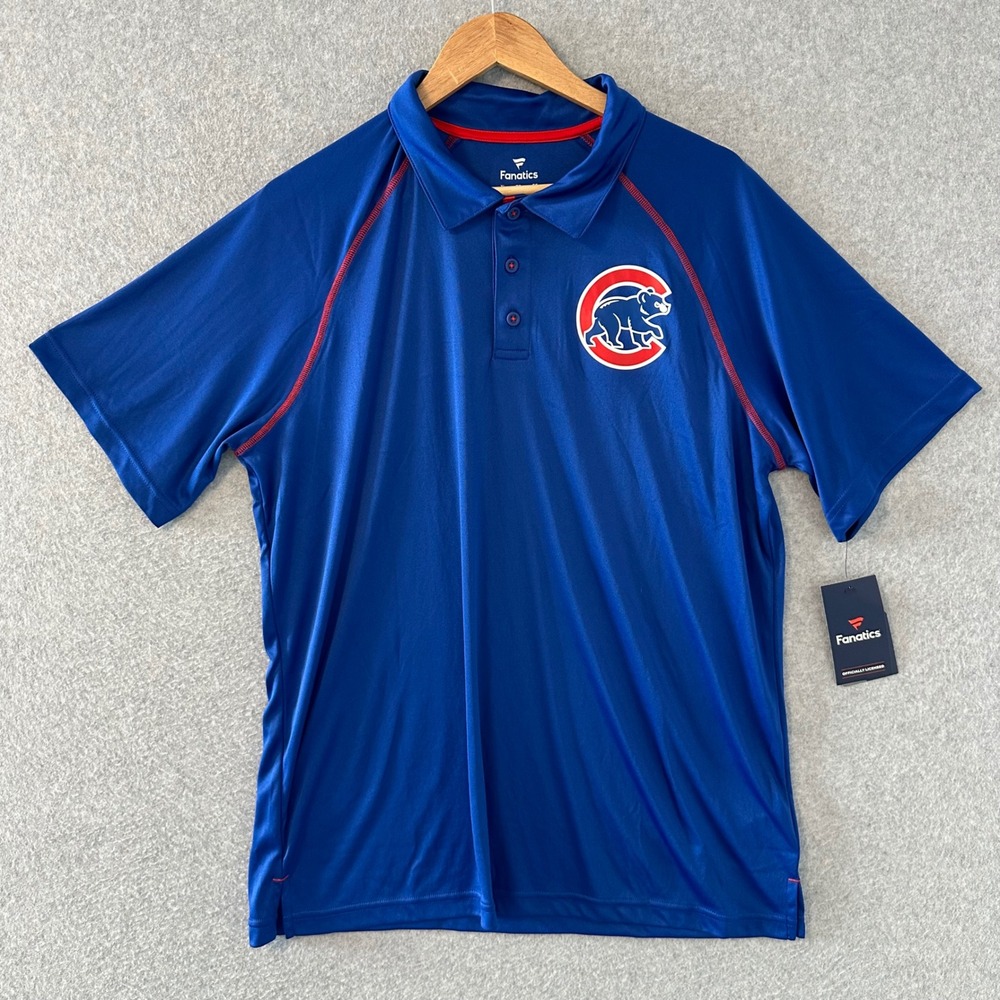 Fanatics Chicago Cubs Polo Shirt Mens XL Blue MLB Short Sleeve New